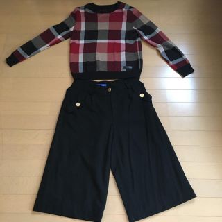 バーバリーブルーレーベル(BURBERRY BLUE LABEL)のブルーレーベルクレストブリッジ⭐︎赤チェックニット・黒ガウチョ2点セット(その他)