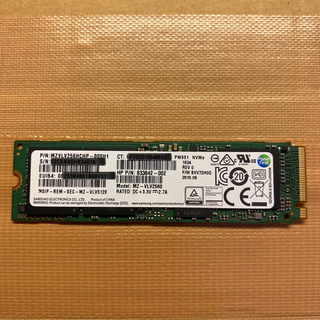 サムスン(SAMSUNG)のSamsung SSD M.2 NVMe 256GB使用時間74h(PCパーツ)
