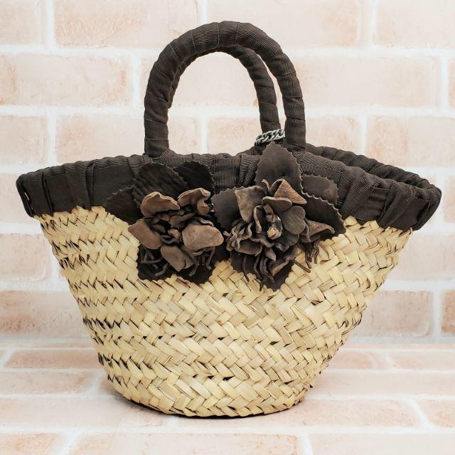 美品 CONNIE コニー ☆ カゴバッグ 伊製 レザー花モチーフの通販 美品 CONNIE コニー ☆ カゴバッグ 伊製 レザー花モチーフの通販