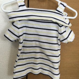 シマムラ(しまむら)のボーダーオフショルトップス100(Tシャツ/カットソー)