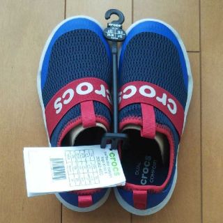 クロックス(crocs)のクロックス スニーカー 18.5 cm ストレッチ ブルー 新品 未使用(スニーカー)