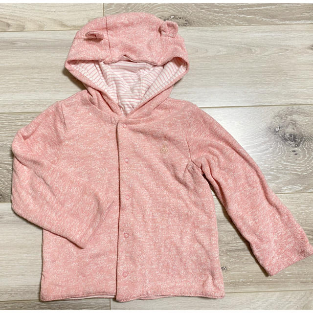 babyGAP(ベビーギャップ)のgap くま耳リバーシブルパーカー 90 ピンク キッズ/ベビー/マタニティのキッズ服女の子用(90cm~)(ジャケット/上着)の商品写真