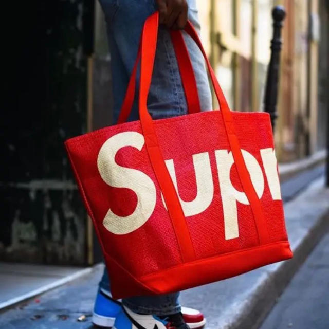 【新品】Supreme Raffia Tote Red