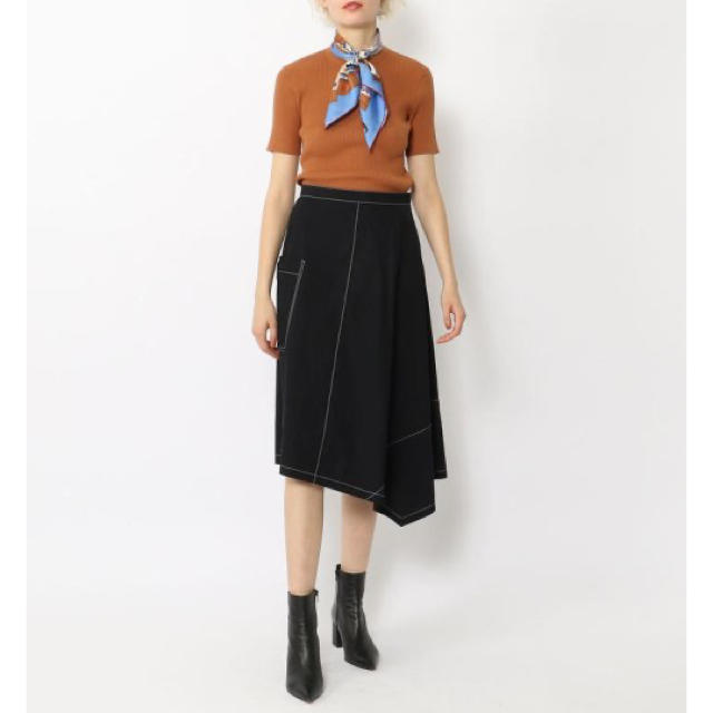 新品✨定価16500円  綿×ナイロン　上品なスカート  BLACK 大特価 1