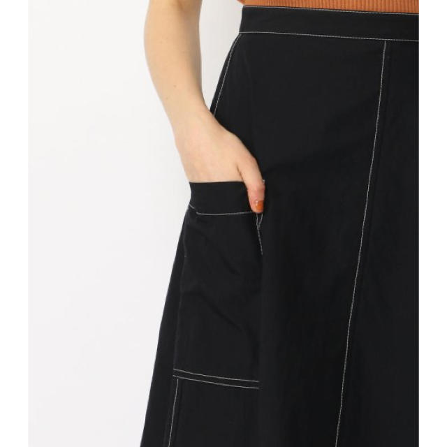 新品✨定価16500円  綿×ナイロン　上品なスカート  BLACK 大特価 3