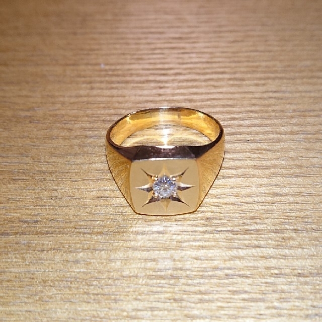 K18 印台 リング 18金 約14.5g ダイヤモンド 0.23ct 指輪の通販 by puS