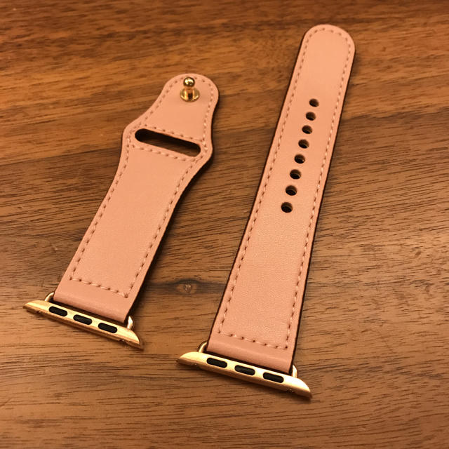 Apple Watch レザーバンド　ピンク メンズの時計(レザーベルト)の商品写真