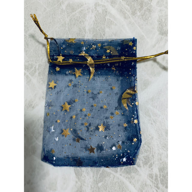 オーガンジー巾着袋　7cm✖️9cm ネイビー　月星柄10枚 レディースのファッション小物(ポーチ)の商品写真