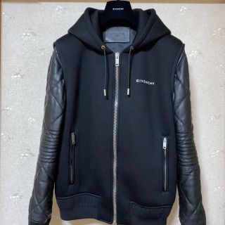 GIVENCHY ネオプレン レザー フード ジャケット　パーカー着丈約66cm