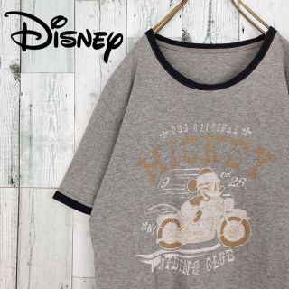 ディズニー(Disney)のディズニー ミッキー バイク レトロデザイン プリント リンガー Tシャツ(Tシャツ/カットソー(半袖/袖なし))