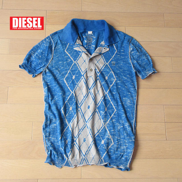 DIESEL(ディーゼル)の超美品 XS ディーゼル メンズ 半袖ポロシャツ ブルー系 メンズのトップス(ポロシャツ)の商品写真