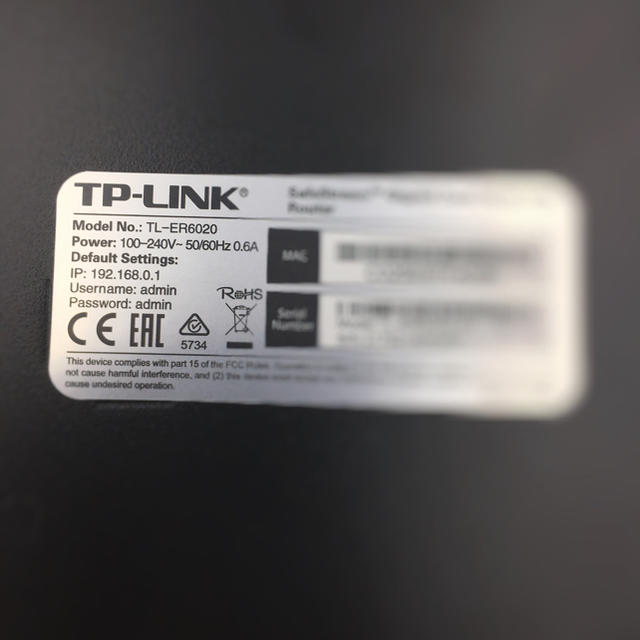 TP-LINK TL-ER6020ギガビットデュアルWANブロードバンドルーター