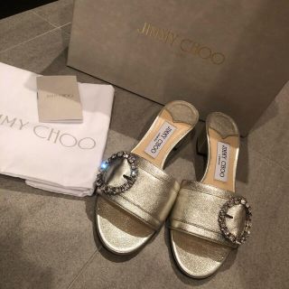 ジミーチュウ(JIMMY CHOO)のジミーチュウ♡ クリスタルバックル付き ミュール(サンダル)