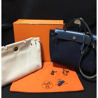 エルメス(Hermes)のHERMES エールバッグPM ネイビー/ベージュ F刻印 レディース 2way(ハンドバッグ)