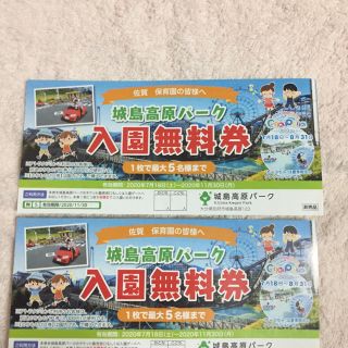 城島高原パーク入園無料券 2枚(遊園地/テーマパーク)