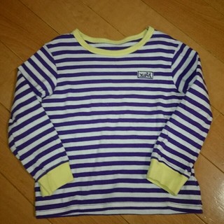 エックスガール(X-girl)のXガール紫、白色ボーダーT長袖Tシャツ(Tシャツ/カットソー)