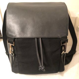 グッチ(Gucci)の【GUCCI】グッチ  リュックサック ナイロン レザー ブラック(リュック/バックパック)