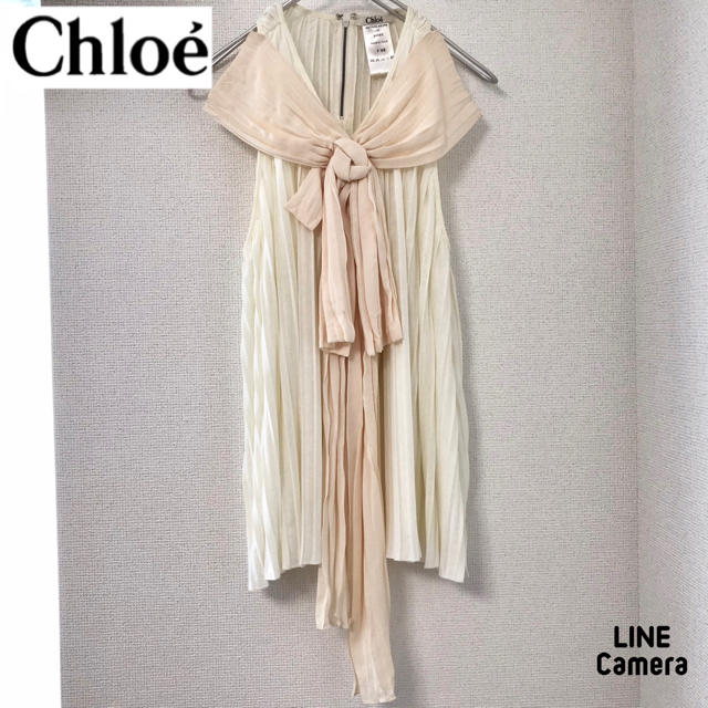 【美品】 Chloe (クロエ) ノースリーブプリーツブラウス　イタリア製