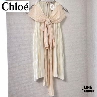 クロエ(Chloe)の【美品】 Chloe (クロエ) ノースリーブプリーツブラウス　イタリア製(シャツ/ブラウス(半袖/袖なし))