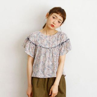 クリスプ(Crisp)のCrisp/round gather flower blouse ivory (シャツ/ブラウス(半袖/袖なし))