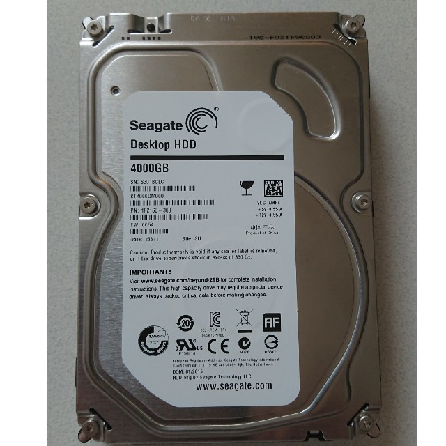 Seagate 3.5インチ 4TB HDD SATA ST4000DM000