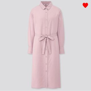 ユニクロ(UNIQLO)の【未使用品】ベルテッドロングシャツワンピース　XXL  (ロングワンピース/マキシワンピース)