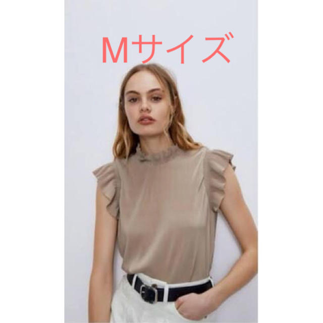 ZARA(ザラ)のZARA⭐︎フリル付きプリーツトップス レディースのトップス(シャツ/ブラウス(半袖/袖なし))の商品写真