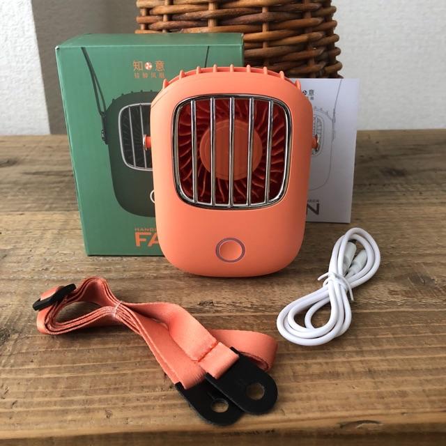 【新品未使用】オレンジグリーン2個セットファン 首掛け扇風機 ファン オレンジ