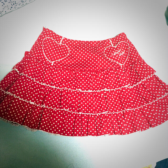 Angelic Pretty(アンジェリックプリティー)の[雪国姫さま専用]pretty/赤ドットスカート  ギンガムチェックスカート レディースのスカート(ミニスカート)の商品写真