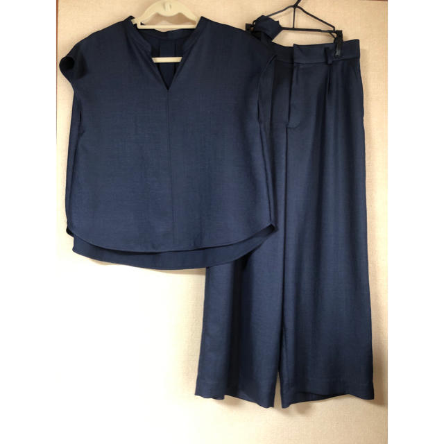 ANAYI  麻調セットアップ　ネイビー　38 美品