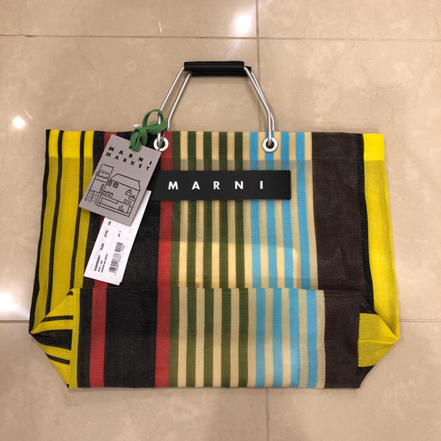 【新品】MARNI マルニ　ストライプバッグ　マルチイエロー