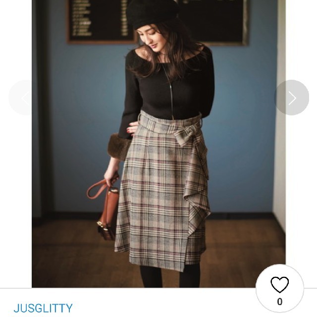 JUSGLITTY(ジャスグリッティー)のジャスグリッティー 変形グレンチェックスカート S レディースのスカート(ひざ丈スカート)の商品写真
