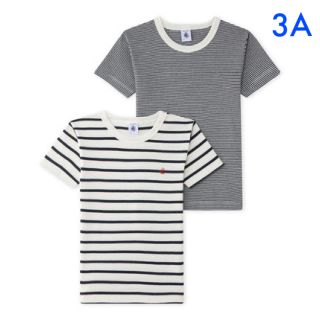 プチバトー(PETIT BATEAU)の新品未使用 プチバトー マリニエール&ミラレ 半袖 Tシャツ 2枚組 3ans(下着)