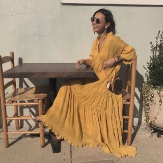 アメリヴィンテージ(Ameri VINTAGE)のSHIRRING PLEATS DRESS(ロングワンピース/マキシワンピース)