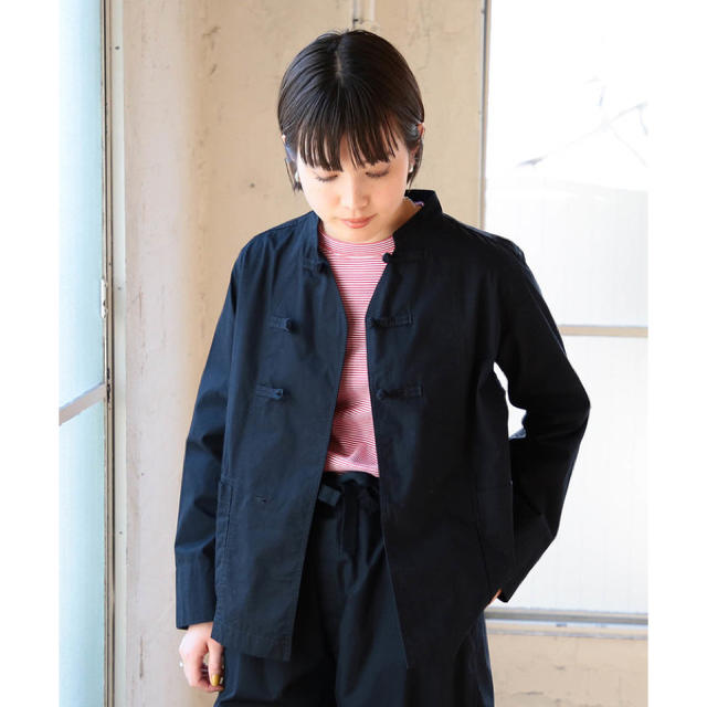 BEAMS BOY / チャイナ コック ジャケット NAVY