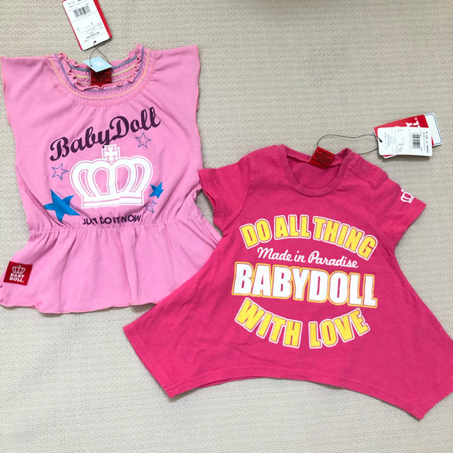 BABYDOLL(ベビードール)のBABY DOLL 女の子Tシャツ　二枚セット　新品　80cm 上代5340円 キッズ/ベビー/マタニティのベビー服(~85cm)(Ｔシャツ)の商品写真