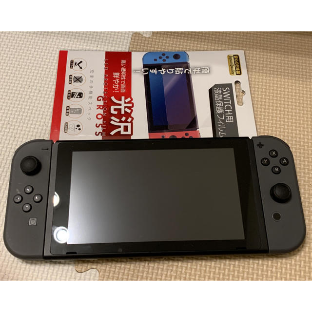 Nintendo switch 新型 グレー 　保護フィルム付き