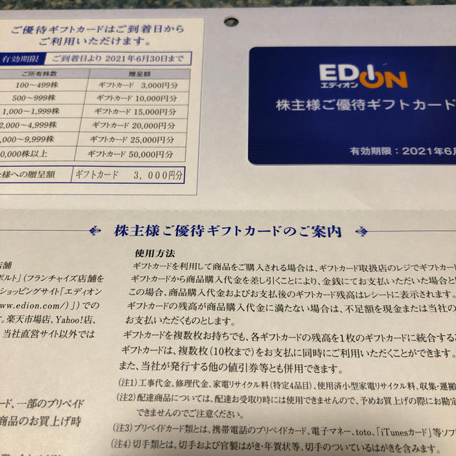 エディオン EDION 株主優待カード 15,000円分 期限2023/6/30 - e-officeamss.cmarea3.go.th