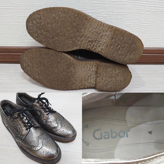 定価3.5万❗Gabor  ウィングチップ シューズ メタリック