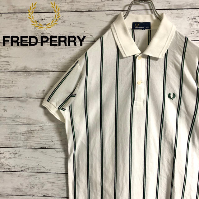 FRED PERRY(フレッドペリー)の【大人気】フレッドペリー☆刺繍ワンポイントロゴ　ストライプ　半袖ポロシャツ メンズのトップス(ポロシャツ)の商品写真