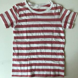 ムジルシリョウヒン(MUJI (無印良品))の無印　キッズボーダーTシャツ　赤　120(Tシャツ/カットソー)