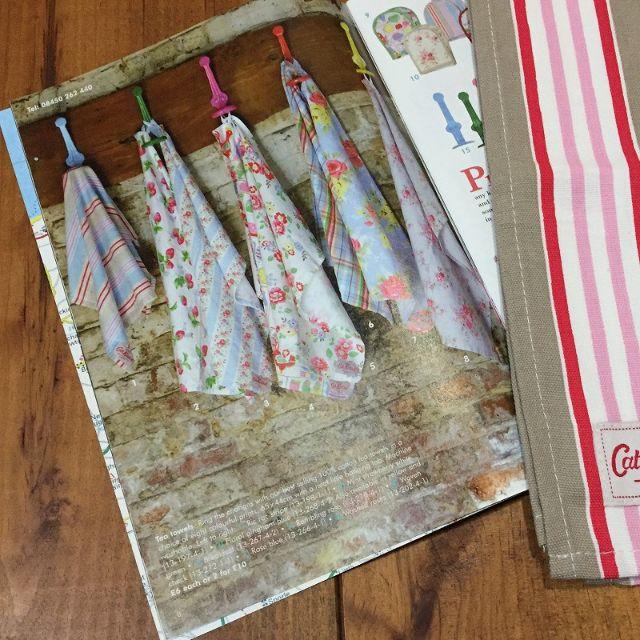 Cath Kidston(キャスキッドソン)の新品 キャスキッドソン ティータオル ティッキングブラウンマルチ インテリア/住まい/日用品のキッチン/食器(その他)の商品写真