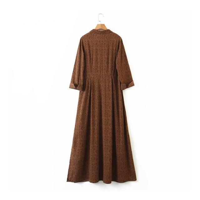 ZARA(ザラ)の🍁秋先行🍁1979◆brown レオパード ヒョウ柄 ワンピース レディースのワンピース(ロングワンピース/マキシワンピース)の商品写真