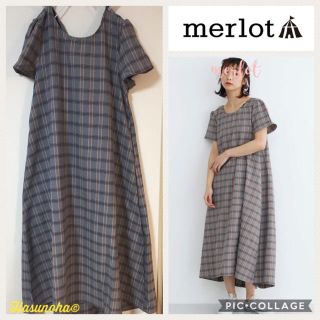 メルロー(merlot)の【新品】merlot ツイストデザイン チェック柄 半袖ロングワンピース(ロングワンピース/マキシワンピース)