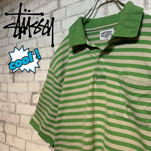 STUSSY(ステューシー)の【レア】STUSSY ステューシー/ボーダーポロシャツ シュウ様専用 メンズのトップス(ポロシャツ)の商品写真