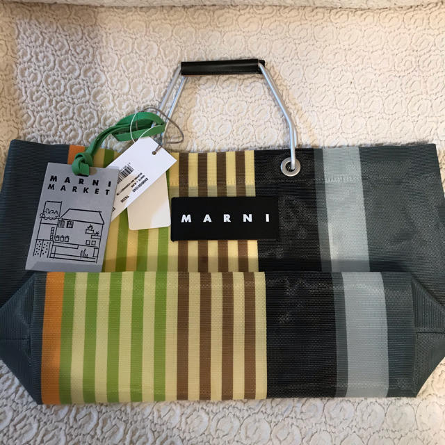 Marni(マルニ)のMARNI トートバッグ　ストライプバッグミニ　マルチグレー　 レディースのバッグ(トートバッグ)の商品写真