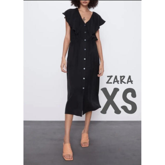 Zara 新品 未使用 Zara フリル付き ミディ丈 ワンピース Xsの通販 By Akua ザラならラクマ