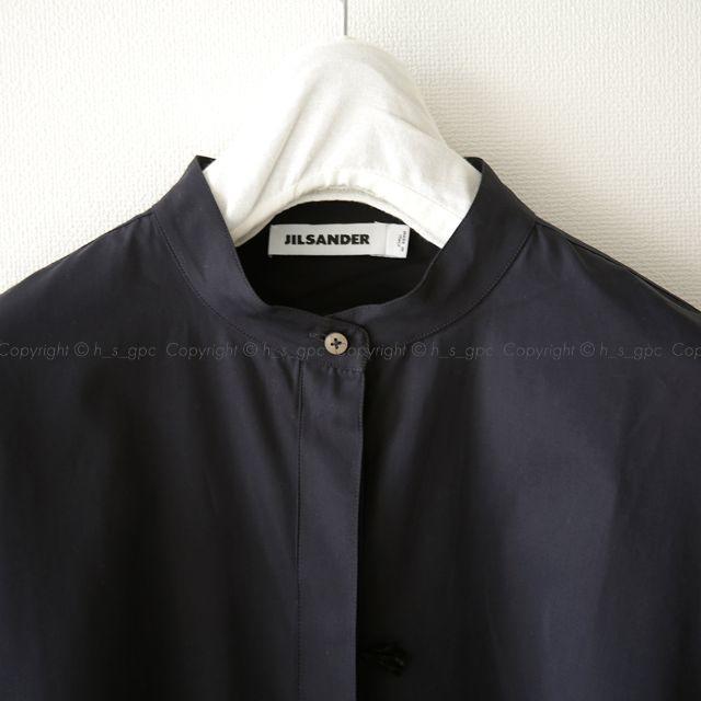 JIL SANDER バンドカラー ノーカラー ボタン シャツ 黒