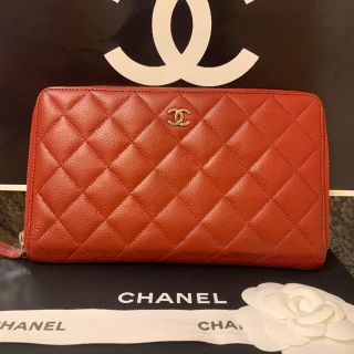 シャネル(CHANEL)の正規品 【極美品】シャネル オーガナイザー マトラッセ キャビアスキン レッドん(長財布)