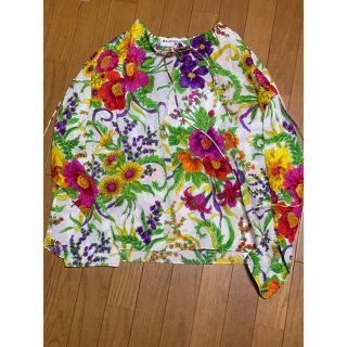 期間限定●Balenciagaバレンシアガ白地花柄シルクブラウス